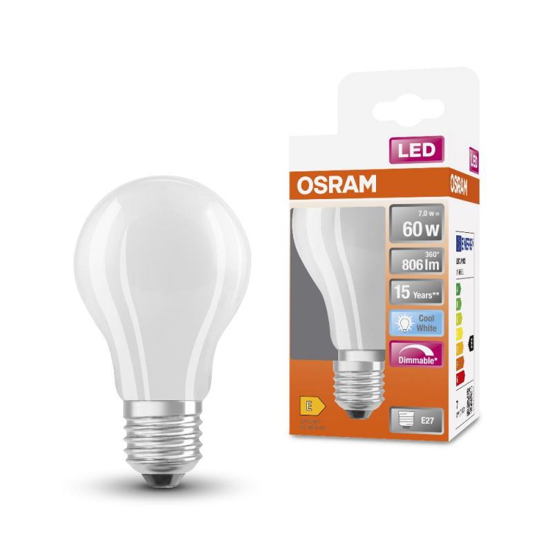 OSRAM E27 LED Lampe in Glühlampenform RETROFIT matt dimmbar 6,5W wie 60W neutralweißes Licht